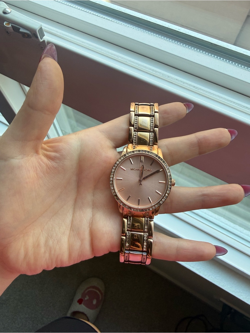 Michael Kors Rose Gold-tone Women's Bracelet Watch with Crystal Accents